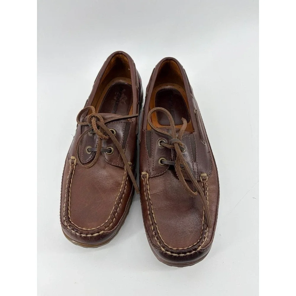 Johnston & Murphy Leather Boat Shoe, Classic Moc-Toe Stitching, Men's 8.5